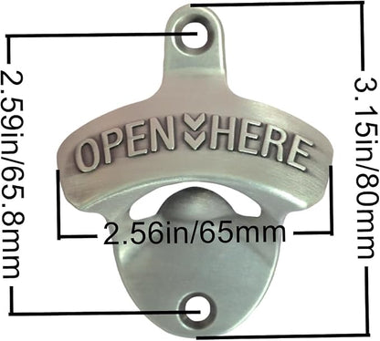 Old Style Wall Mounted Bottle Opener, Rustic Silver Rustproof Screw in Wall - Image 5