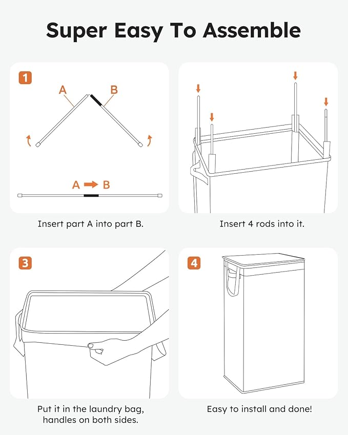 SOLEDI Slim Laundry Hamper with Lid, Narrow Laundry Basket with Removable Bags, Dirty Clothes Hamper with handle, Small Hamper perfect for Laundry room, Bathroom, Bedroom, Small spaces. 70L Black