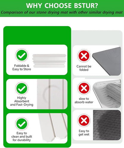 White Stone Drying Mat for Kitchen Counter, Diatomaceous Dish Drying Mat 16x24 - Image 6