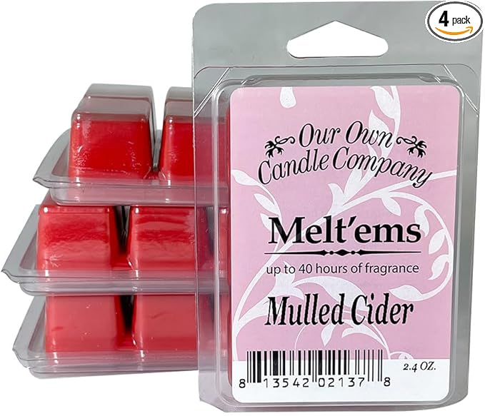 Our Own Candle Company Premium Wax Melt, Mulled Cider Scent, 6 Cubes, 2.4 oz (4 Pack)