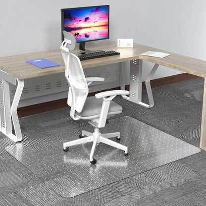 Office Chair Mat for Low Pile Carpet, 48” x 36” Transparent Office Desk Chair by HOMEK