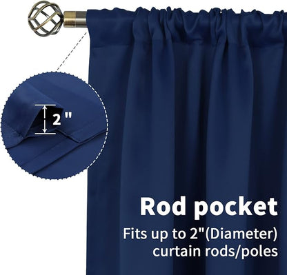 BGment Navy Blue Blackout Curtains 36 Inches Length - Image 6