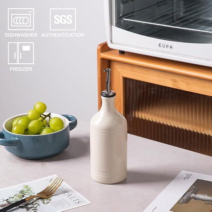 Sweejar Ceramic Olive Oil Dispenser Bottle, Opaque Oil Cruet Protects to Reduce - Image 2