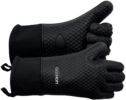 GEEKHOM BBQ Gloves Heat Resistant, 13.7 Inch Long Waterproof Silicone Oven Mitts by GEEKHOM