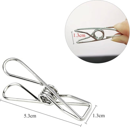 100 Pack Metal Clothes Pegs, Stainless Steel Utility Clips - Image 2