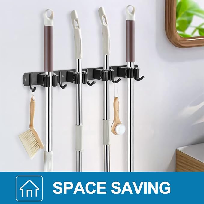IMILLET Broom and Mop Holder Wall Mounted, Stainless Steel Broom Organizer - Image 7