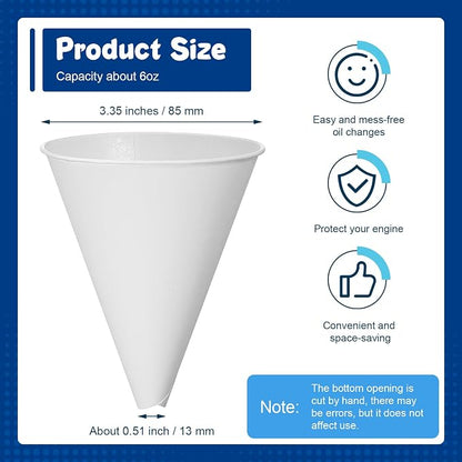 SiliFine 25 Pcs Paper Funnels for Motor Oil 6 oz Disposable Engine Oil Funnel - Image 2