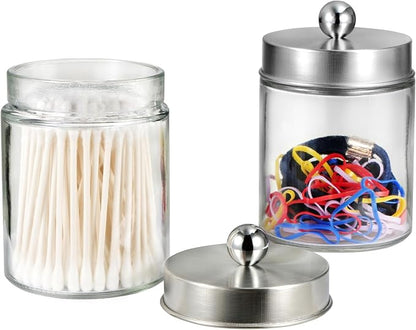 SheeChung 3-Pack Brushed Nickel Glass Apothecary Jars - Image 5