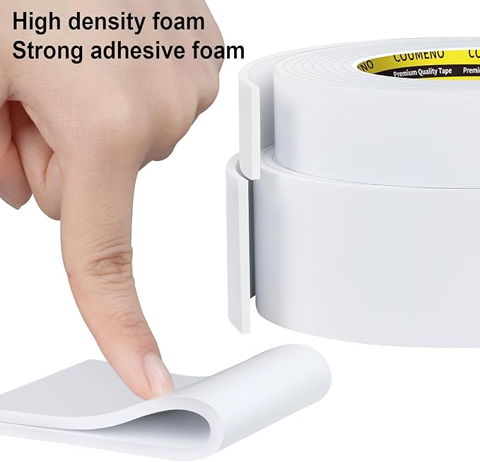 2 Pack EVA Single-Sided Adhesive Foam Tape 1.2inx16.4FT Single-Sided Sealing Strip Foam Pad Sponge Tape Window Weatherproof, Self-Adhesive Insulation Sealing Tape White