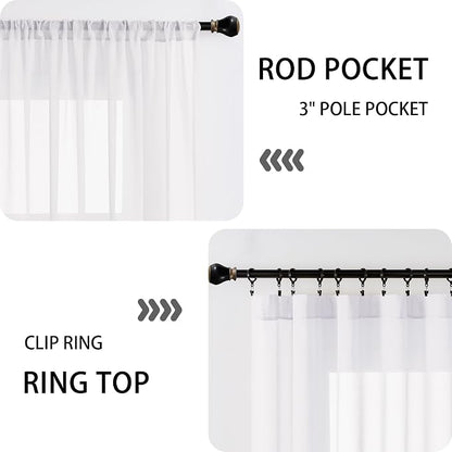 Tollpiz Sheer Door Curtains Closet Linen Textured Curtain Sheers Doorway Light - Image 5