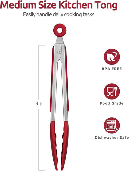 600ºF Heat Resistant Kitchen Tongs: U-Taste 9 inch Silicone Cooking Tong - Image 2