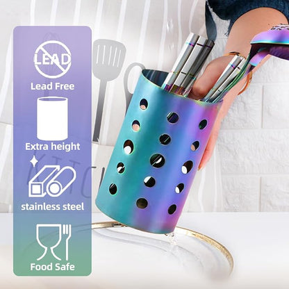 QRU Kitchen Utensil Holder for Countertop, Stainless Steel Cooking Utensil - Image 7