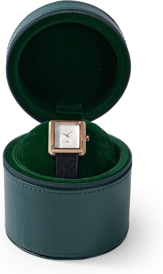 Oirlv Luxury Leather Watch Travel Case Single Watch Case with Removable Pillow(Green)