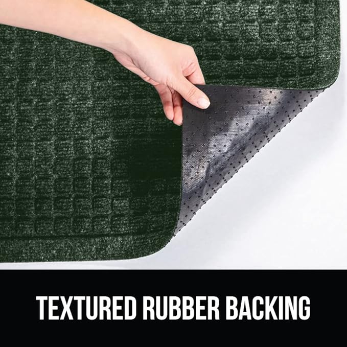 GORILLA GRIP Front Door Mat, Indoor Outdoor Ultra Absorbent HydroAbsorb Doormat, Absorbs Up to 1.7 Cups of Water, Stain and Fade Resistant, Rubber Backing Doormats, Captures Dirt, 29x17 Green