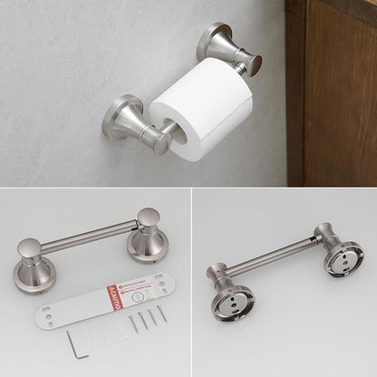 RUMOSE Toilet Paper Holder and Hand Towel Ring Brushed Nickel Wall Mount - Image 8
