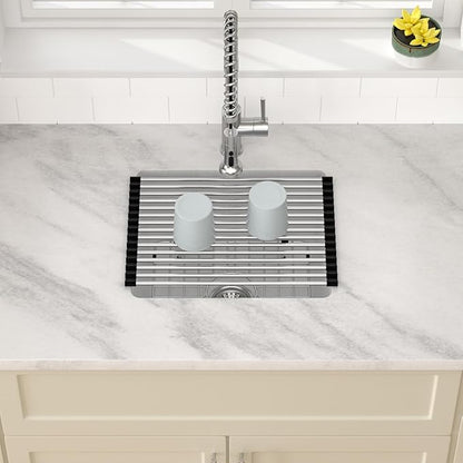 Dcolora 18 Inch Undermount Small Bar Sink Single Bowl Kitchen Sink White Granite Composite Wet Bar Sinks 18"W×16"D×9"H,DC-GUW002