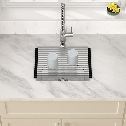 Dcolora 18 Inch Undermount Small Bar Sink Single Bowl Kitchen Sink White Granite Composite Wet Bar Sinks 18"W×16"D×9"H,DC-GUW002