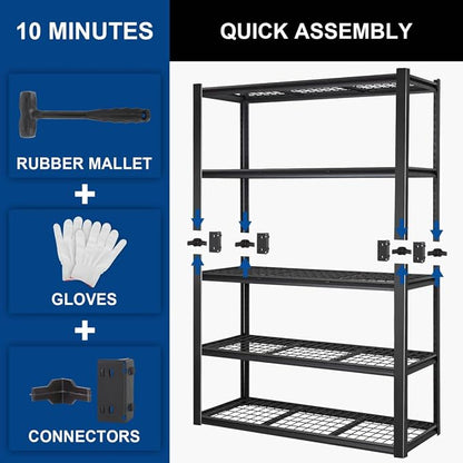 BILT HARD 48”W x 18”D x 72”H Garage Shelving, 5-Tier Heavy Duty Storage Shelves - Image 8