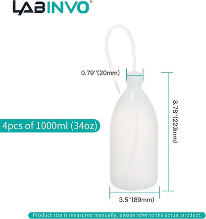 4pcs of Economy Wash Bottles, Vol.1000ml, Narrow-Mouth Squeeze Bottles Bottles - Image 3