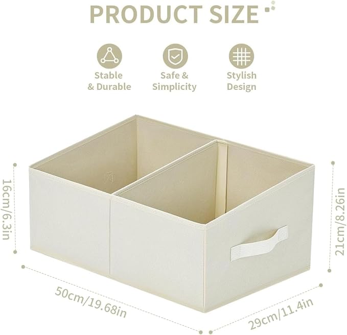 DIMJ Trapezoid Storage Bins for clothes - 4 Packs Closet Organizers and Storage Baskets, Foldable Closet Baskets with Handles and Divider, Closet Storage Bin Toybox for Shelves Living Room Bedroom