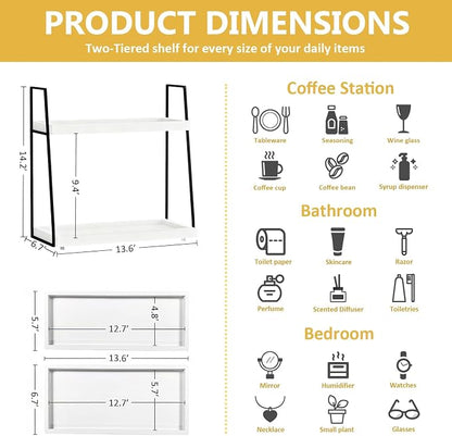 Countertop Coffee Station Organizer, 2 Tier Large Coffee Bar Organizer - Image 2