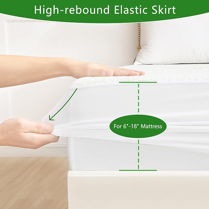 GOONIK King Mattress Protector, Breathable Bamboo Viscose Waterproof King Size - Image 5