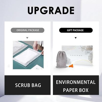 FRESHME Cotton Eye Mask for Sleeping in Gift Box - Soft and Adjustable Extensions Sleep Mask with Earplugs and Pouch for Women and Men, Blackout Cover for Night Travel Relaxation