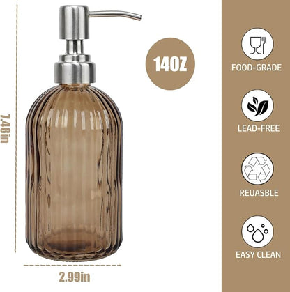 14Oz Brown Soap Dispenser Bathroom, Refillable Dish Soap Dispenser - Image 3