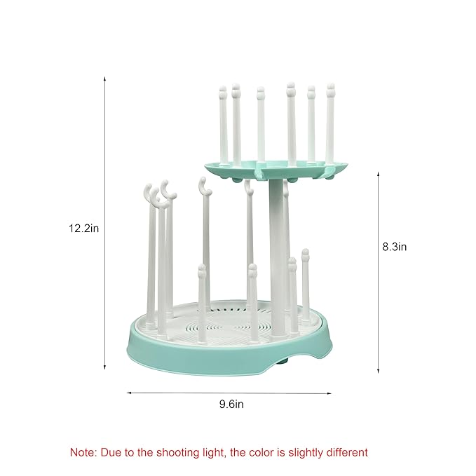 Baby Bottle Drying Rack,Double-Layer Bottle Drying Rack,Hold Up to 16 Baby Bottles,Suitable for Indoor, Kitchen, Living Room（Quiet Blue）