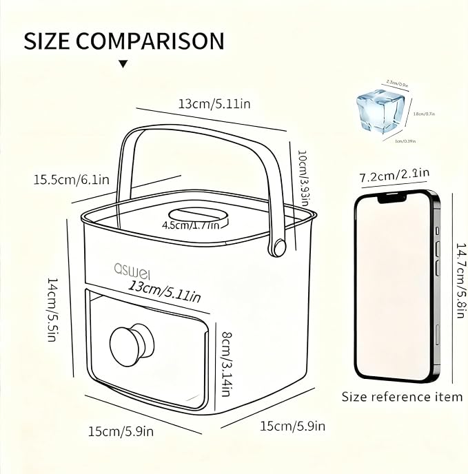 Compact Ice Cube Tray with Lid and Bin, Mini Press-Type Ice Cube Maker - Image 7