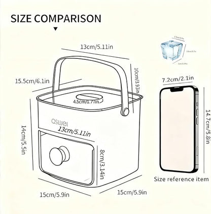 Compact Ice Cube Tray with Lid and Bin, Mini Press-Type Ice Cube Maker - Image 7
