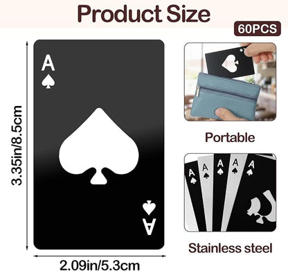 60Pcs Ace of Spades Bottle Openers, Poker Card Bottle Openers Portable - Image 2