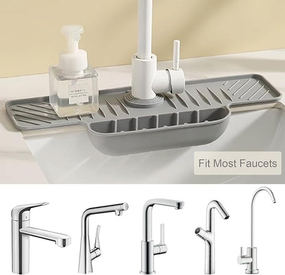 Silicone Faucet Mat with Sponge Holder, Sink Splash Guard, Faucet Draining Mat - Image 8