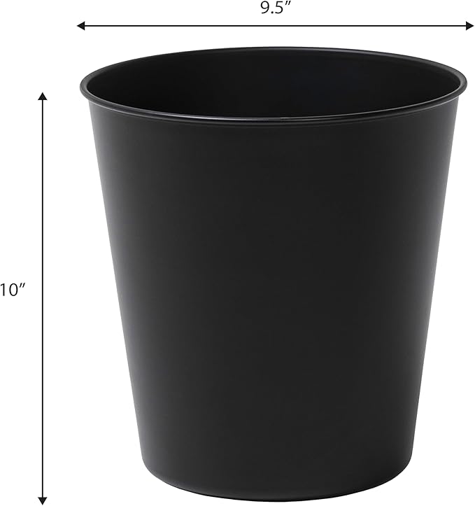 happimess HPM1113A Nolan Modern Classic Smooth Steel 2-Gallon Wastebasket for Home, Bathroom, Living Room, Office, Bedroom, Kitchen, Matte Black