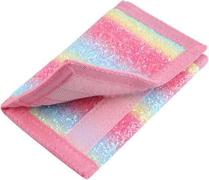 NEICY RFID Blocking Canvas Wallet for Men and Women - Camo Trifold Outdoor Sports Wallets with Magic Sticker for Teen Kids (Rainbow7)