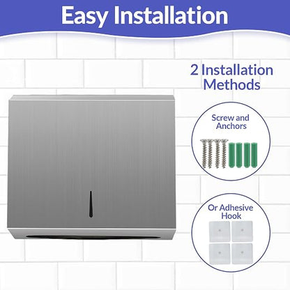 Paper Towel Dispenser Wall Mount, Brushed Stainless Steel Commercial Paper - Image 3