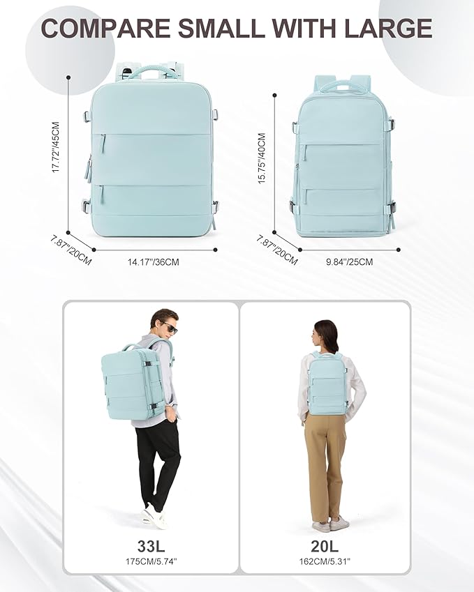 coowoz Large Travel Backpack Carry On for Women Man Gym Backpacks with Laptop Compartment Mochila de Viaje Teacher Personal Item Backpack Rucksack Airplane Accessories Must Haves Blue