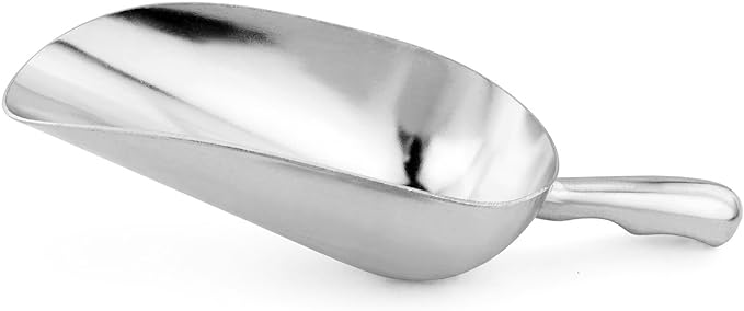 New Star Foodservice 34547 One-Piece Cast Aluminum Round Bottom Bar Ice Flour Utility Scoop, 24 -Ounce, Silver (Hand Wash Only)