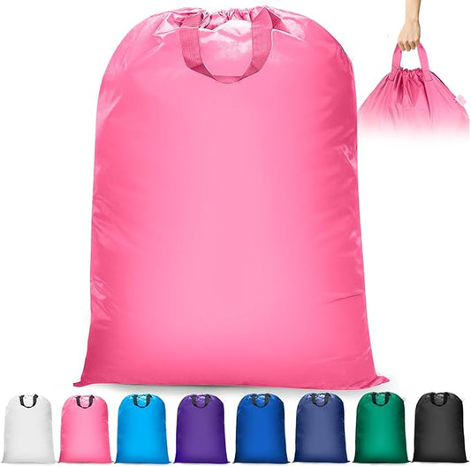 Extra Large Heavy Duty Laundry Bag - 28" x 40", Travel Laundry Bag for Dirty Clothes (Pink)