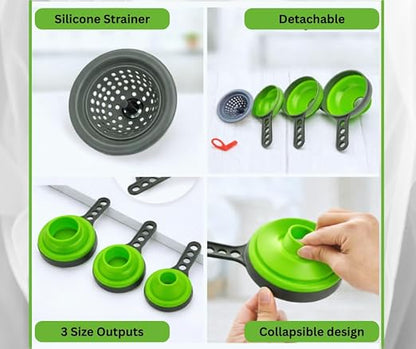 Collapsible Funnel Set of 3 | Silicone Pot Edge Soup Pour Spout | Food Grade - Image 2