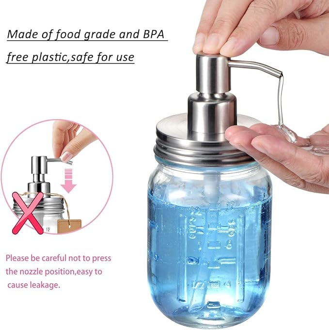 Amolliar Mason Jar Liquid Soap Dispenser Lid, Rustproof Stainless Steel - Image 5
