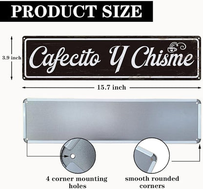 Coffee Metal Signs, Cafecito y Chisme Sign, Funny Coffee Home Decor, Farmhouse - Image 2