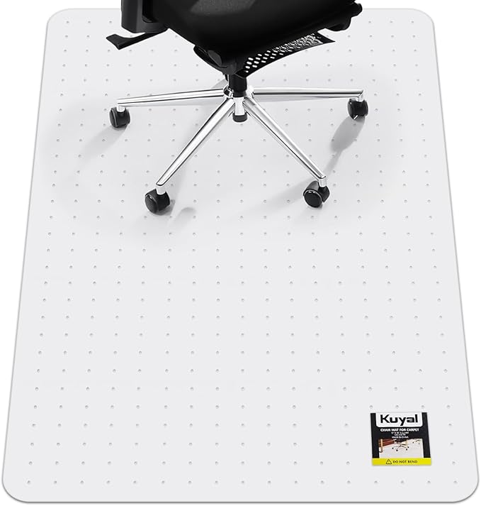 Kuyal Office Chair Mat for Carpet, 32x55 Clear Heavy Duty Computer Chair Mat, Under Desk Protector Carpeted Floors Mat, Easy Chair Movement,Ship Flat