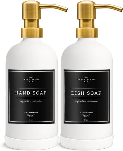 Vine Creations Glass Soap Dispenser, 2 Pack Kitchen Soap Dispenser Set - Image 7