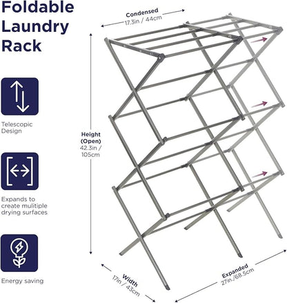 BLACK+DECKER 3 Tier Expandable Collapsing Foldable Laundry Rack - Image 2