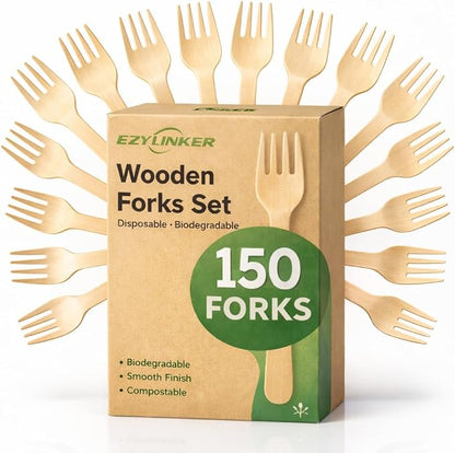 150Pack Compostable Forks by EZYLINKER