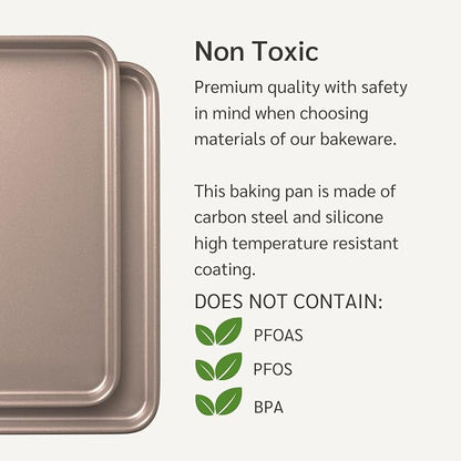 HAPPIELS 9 x 13-Inch Nonstick Quarter Sheet Pan Set of 2 | Non-Toxic, Rimmed - Image 7