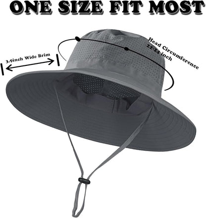 Rosoz Sun Hat for Men Women Boonie Bucket Hat Wide Brim Breathable Cooling Fishing Hats Safari Beach Garden UV Protection