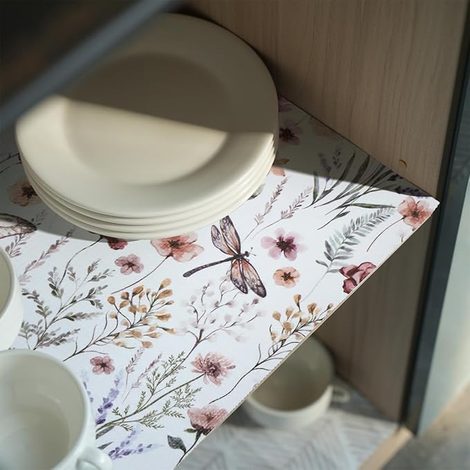 Floral Shelf and Drawer Liner for Kitchen Cabinets, 12IN x 20FT Non-Adhesive - Image 2