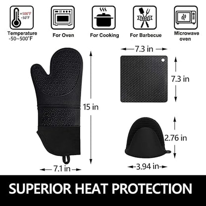 Silicone Oven Mitts and Pot Holders Sets, MTZRFLL Extra Long Heat Resistant - Image 6